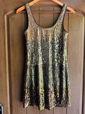 Express Gold Sequin Mini Dress